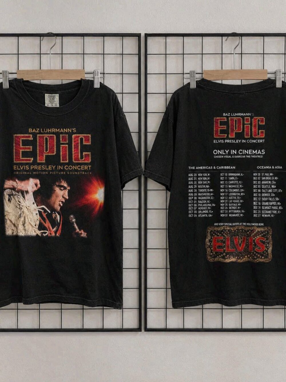 Elvis Presley Epic World Tour Dates Graphic T-Shirt Black